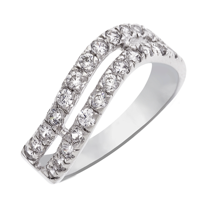Picture of Double Wavy Channel Ring Rhodium Plated