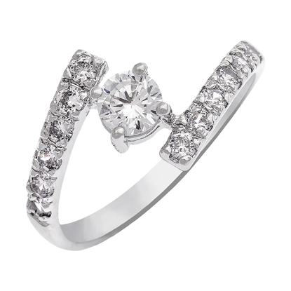 Picture of Solitaire Bypass Engagement Ring Rhodium Plated