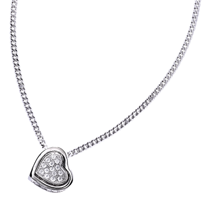 Picture of Petite Pave Heart Necklace Rhodium plated