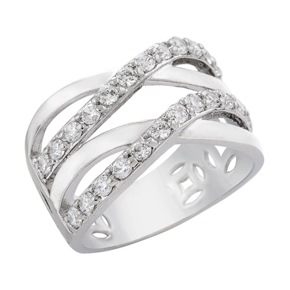 Picture of Double Criss Cross Ring Rhodium Plated