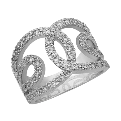 Picture of Wide Interlock Link Ring Rhodium Plated