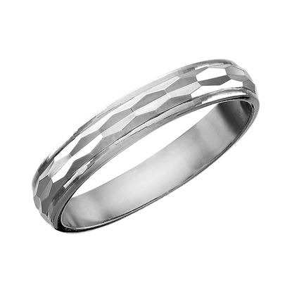 Picture of Solid Textured Ring Band Rhodium Plated