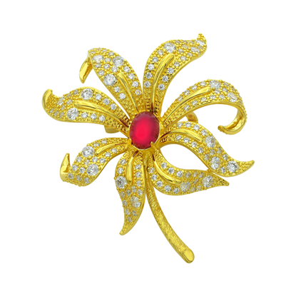 Picture of Stemmed Lily Flower Brooch Gold Plated