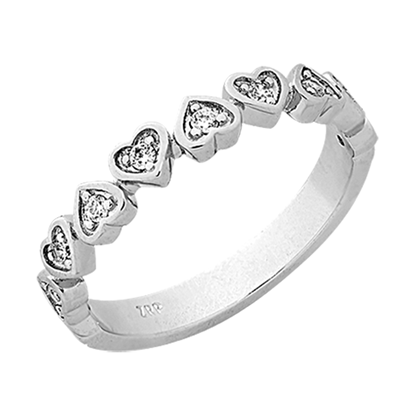 Picture of Band of Hearts Stacking Ring Rhodium Plated