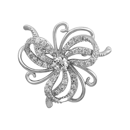 Picture of Small Spiral Bloom Flower Brooch Rhodium Plated