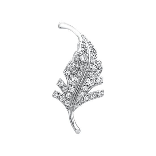 Picture of Small CZ Feather Brooch Rhodium Plated