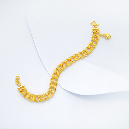 Picture of Bold Double Link Chain Bracelet Gold Plated for Kids (13-14cm)