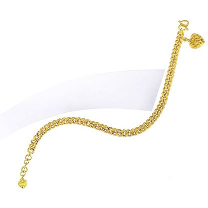 Picture of Bold Cuban Chain Bracelet Gold Plated with Heart Charm (Gajah) (16-17cm)