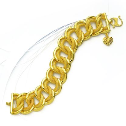 Picture of Bold Two Tone Double Link Chain Bracelet Gold Plated (Coco) (16.5cm)