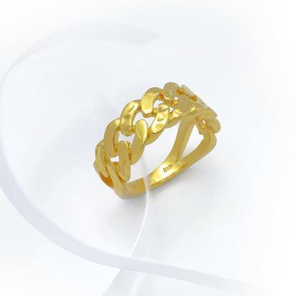 Picture of Thick Bold Curb Chain Ring Band Gold Plated