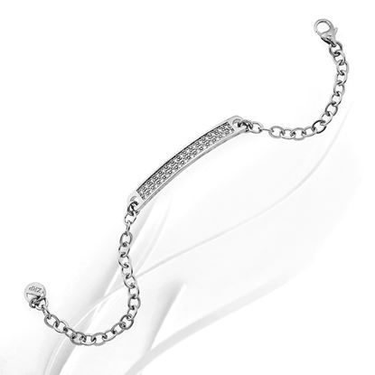 Picture of Classic Pave CZ Tag Bracelet Rhodium Plated (16cm)