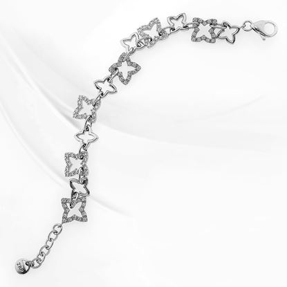 Picture of CZ Lucky Star Link Bracelet Rhodium Plated (17.5cm)