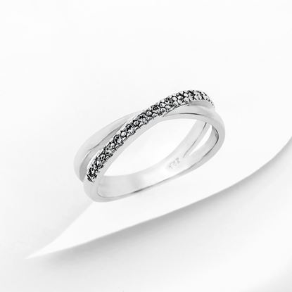 Picture of Cross Over Ribbon Bow Ring Rhodium Plated