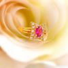 Picture of Square Pillow Oval Red CZ Ring Gold Plated