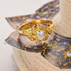Picture of Swirl CZ Flower Ring Gold Plated