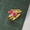 Picture of Double Red CZ Bypass Ring Gold Plated