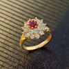 Picture of Red CZ Sunflower Ring Gold Plated