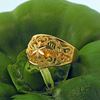 Picture of Vintage Flower Signet Ring Band Gold Plated