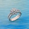 Picture of Flower Double Band Ring Rhodium Plated