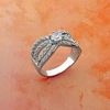 Picture of Multi Row Crossover Solitaire Ring Rhodium Plated