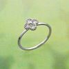 Picture of CZ Lucky Clover Ring Stackable Rhodium Plated