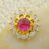 Picture of Red CZ Flower Brooch Gold Plated