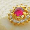 Picture of Red CZ Flower Brooch Gold Plated