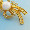 Picture of CZ Modern Bow Brooch Gold Plated with White Pearl