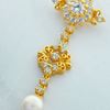Picture of Mini Flower Brooch Gold Plated with Dangle White Pearl