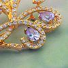 Picture of Vintage Swirl Brooch Gold Plated with Purple CZ