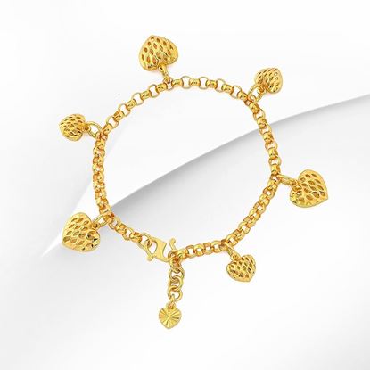 Picture of Caged Heart Cable Chain Bracelet Gold Plated (Kendi Love) (16-17cm)