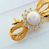 Picture of Dainty Sunflower Bow Brooch Gold Plated with White Pearl