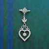 Picture of Open Heart Dangle Drop Brooch Rhodium Plated