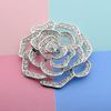 Picture of Pave CZ Rose Flower Brooch Rhodium Plated