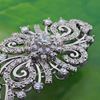 Picture of Swirl Rhombus Floral Brooch Rhodium Plated