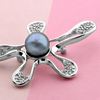 Picture of Small CZ Starfish Brooch Rhodium Plated with Black Pearl
