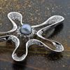 Picture of Large CZ Starfish Brooch Rhodium Plated with Sun Charm