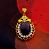 Picture of Vintage Royal Blue CZ Pendant Gold Plated