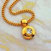 Picture of CZ Bezel Round Pendant Necklace Gold Plated