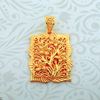 Picture of Square Vintage Filigree Flower Garden Pendant Gold Plated
