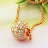 Picture of Large CZ Sphere Pendant Necklace Gold Plated