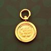 Picture of Mini Vintage Hibiscus Medallion Coin Pendant Gold Plated