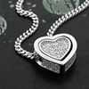 Picture of Petite Pave Heart Necklace Rhodium plated