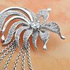 Picture of Large Feather Flower Brooch Rhodium Plated