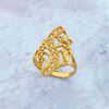 Picture of Vintage Hollow Flower Signet Ring Gold Plated with CZ