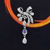 Picture of Small Ribbon Bow Drop Dangle Brooch Rhodium Plated