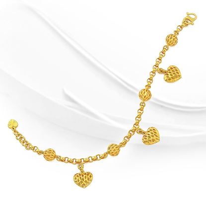 Picture of Beads and Heart Chain Bracelet Gold Plated (Kendi Love Bola) (16-17cm)