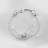 Picture of CZ Blooming Flower Hijab Mask Connector Bracelet Rhodium Plated (17.5-19.5cm)
