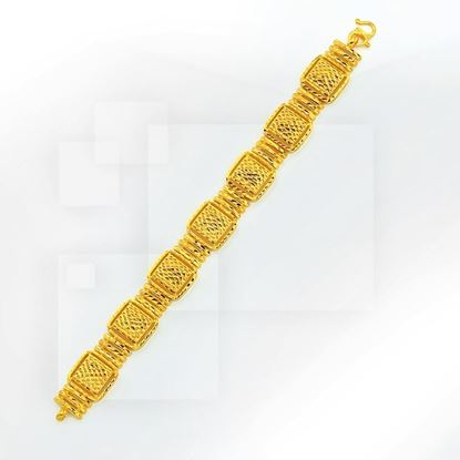 Picture of Bold Square Link Bracelet Gold Plated (Biskut Tawar) (16.5cm)