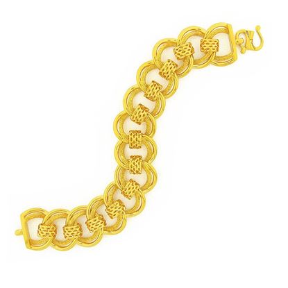Picture of Interlocking Round Link Chain Bracelet Gold Plated (Coco Candy) (16.5cm)
